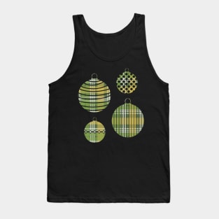 Green, Yellow and White Tartan Christmas Baubles Tank Top